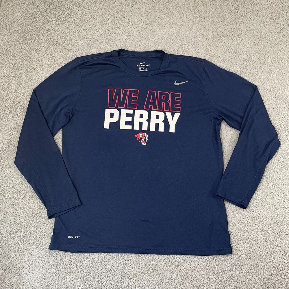 Nike Dri-FIT Perry Pumas Shirt Men XL Navy Training Athletic Long Sleeve